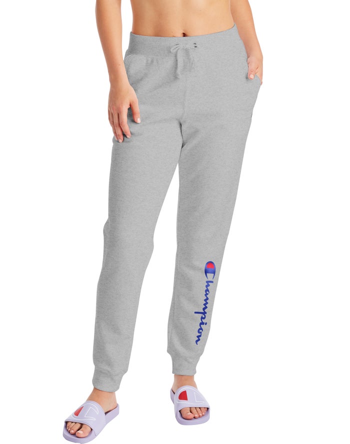 Champion Powerblend Fleece Script Logo Kadın Joggers Gri ( KMTQCR942 )